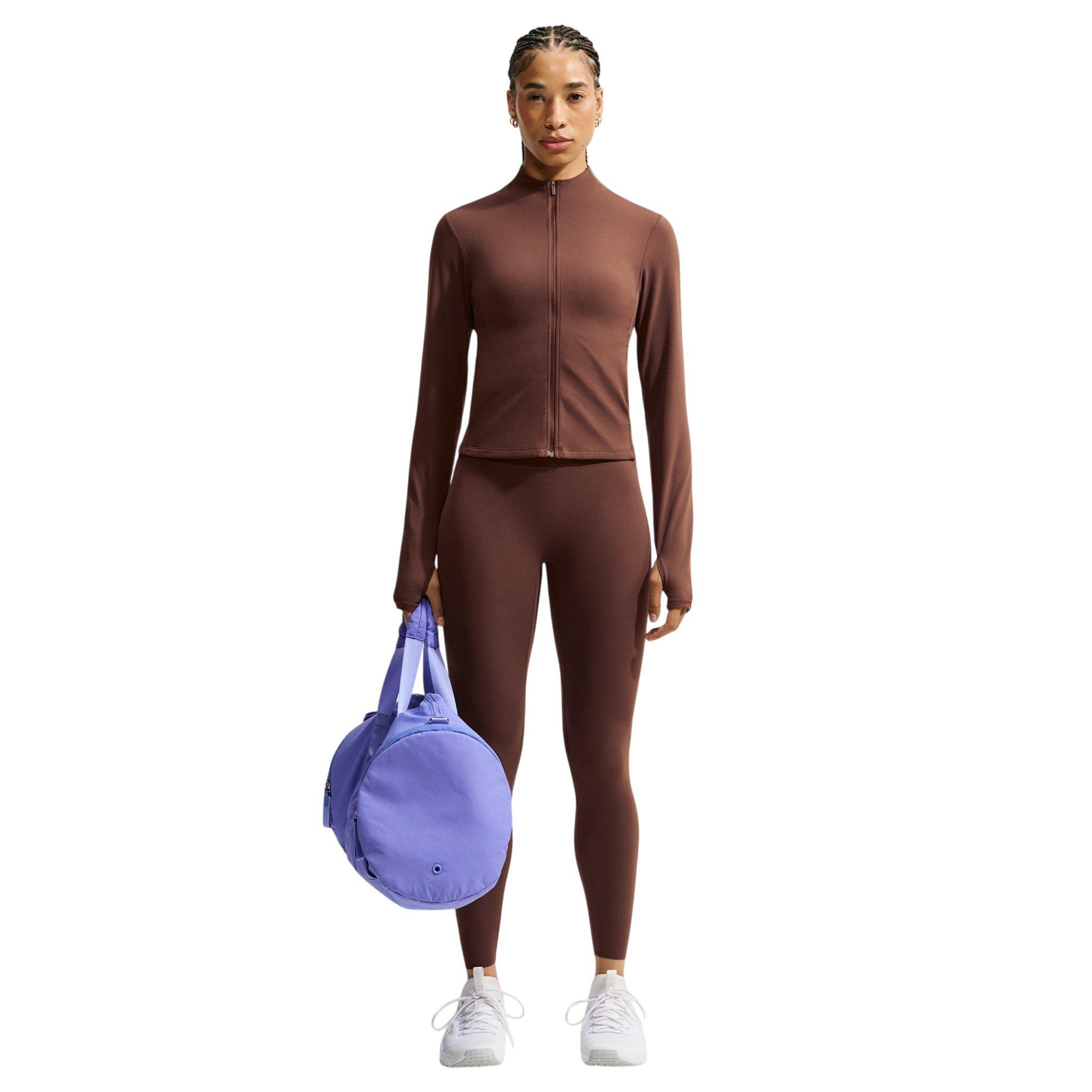 Nike Women's Zenvy Dri-FIT Full-Zip Jacket - Brown/White - BROWN/WHITE